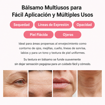 Bálsamo en barra multivolumen de colágeno rosa PDRN, antienvejecimiento, reafirmante, antiarrugas para ojos, cuello, frente y líneas de expresión.