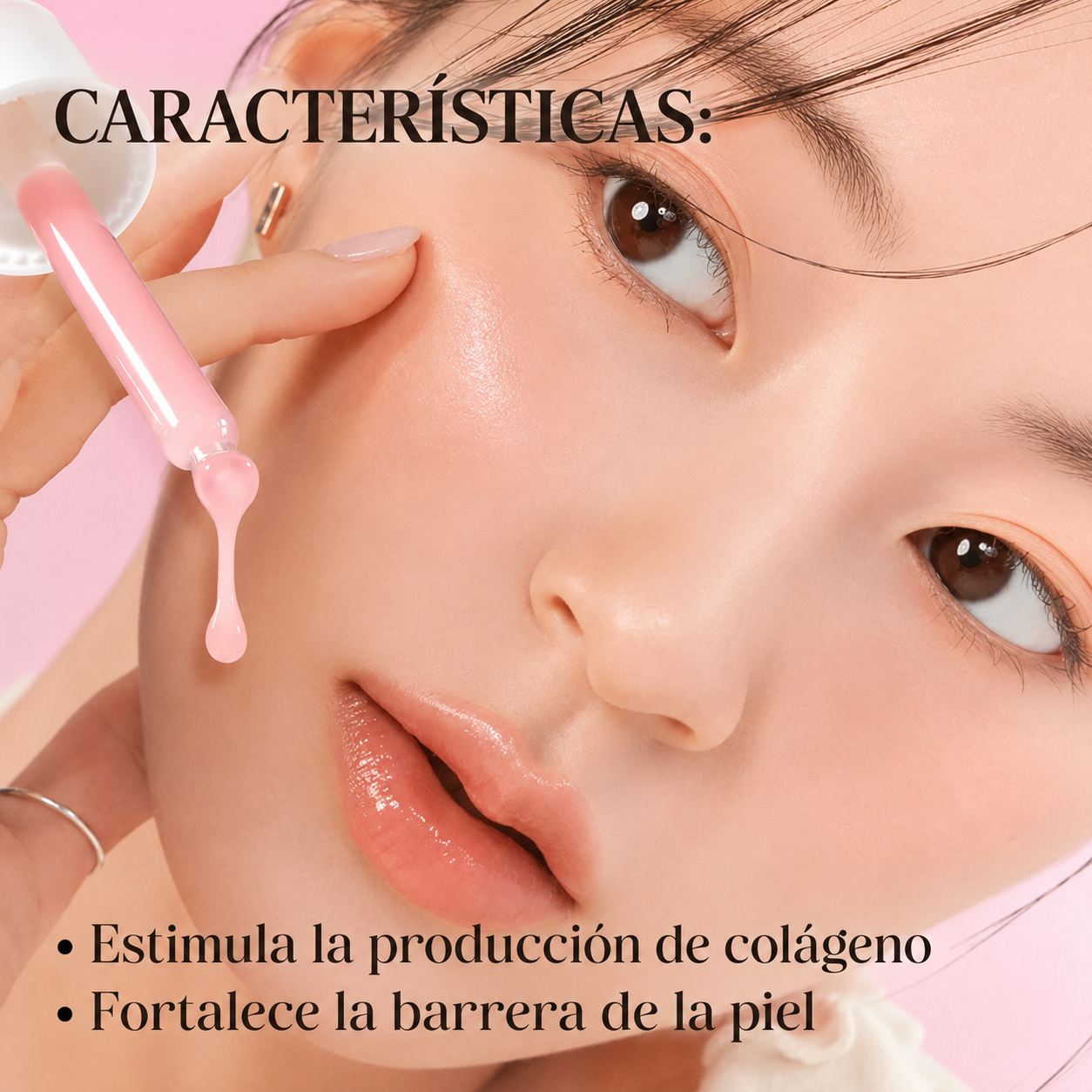 Sérum facial iluminador de 30 ml con PDRN de salmón y péptidos rosas; trata manchas oscuras, unifica el tono, mejora la elasticidad, suaviza y reafirma; contiene adenosina.