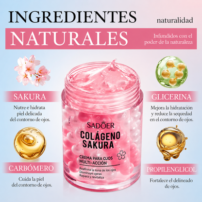 Crema para el contorno de ojos SADOER con extracto de sakura: hidratante y antiedad; combate ojeras y arrugas.